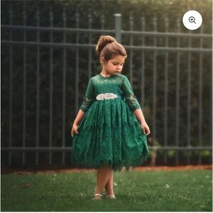 Trish Scully Bella Rafaela Emerald Green Girls Lace Dress 14 Holiday